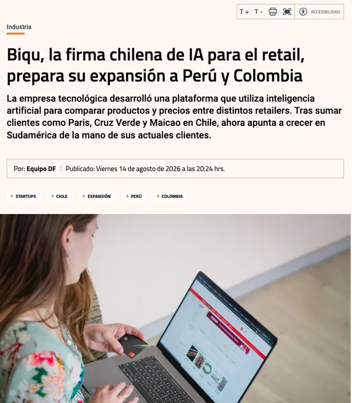 Nota de Diario Financiero sobre BiQu
